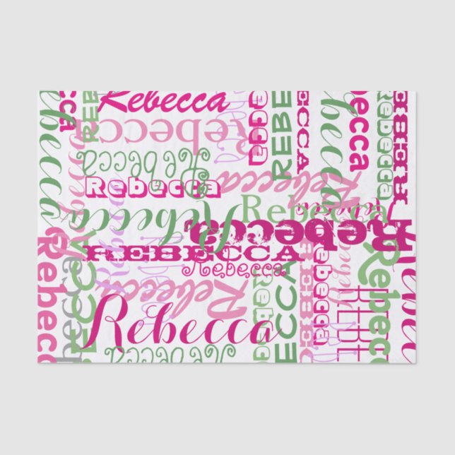 Rosa Fun Name Collage Allover Print Seidenpapier (Vorderseite)