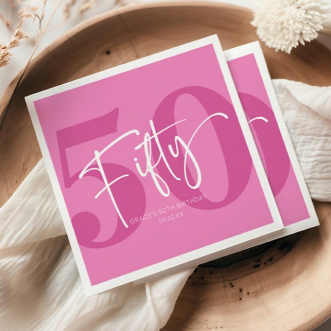 Rosa Fünfzig 50. Fünfzigster Geburtstagsparty Serviette (Von Creator hochgeladen)