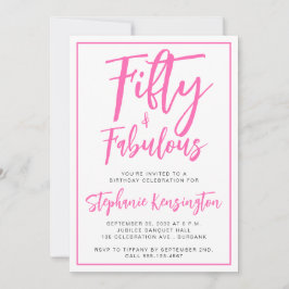 Rosa Fünfzig und fantastisch Fette Schrift 50. Geb Einladung