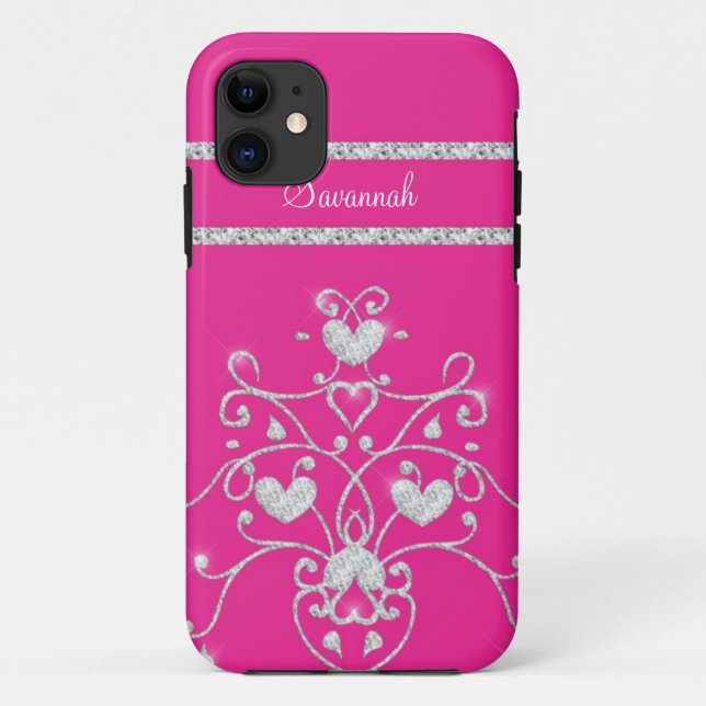 Rosa funkelnd Diamanttiara-Herzen iPhone 5 Fall Case-Mate iPhone Hülle (Rückseite)