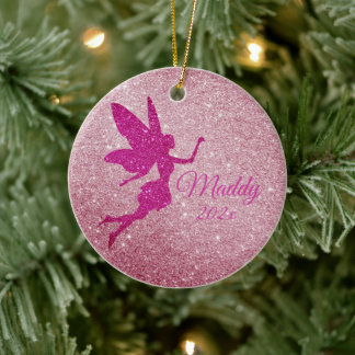 Rosa Funkelnd Fairy Ornament Personalisiertes Gesc