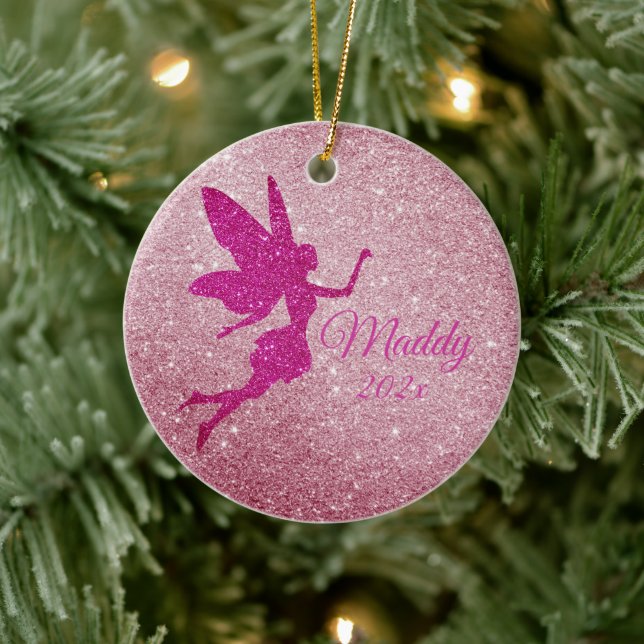 Rosa Funkelnd Fairy Ornament Personalisiertes Gesc (Baum)