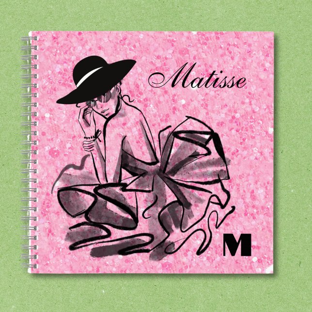 Rosa Funkelnd Mode Coquette-Notebook Notizbuch (Optional sizes and interior notebook styles available.)