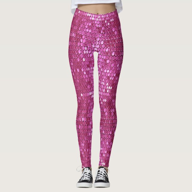 Rosa funkelnde Extravagante Leggings (Vorderseite)