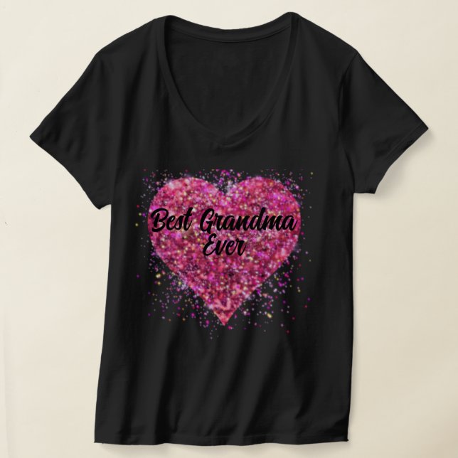 Rosa funkelnde Glitzer Herz Bestes Oma aller Zeite T-Shirt (Ablage )