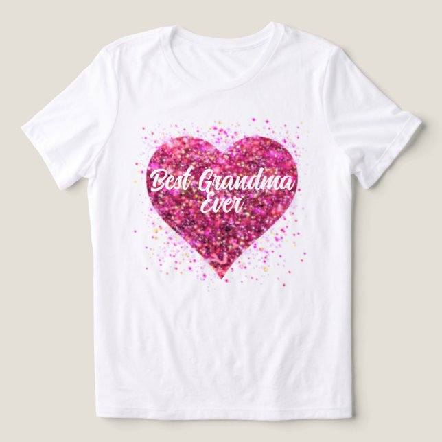 Rosa funkelnde Glitzer Herz Bestes Oma aller Zeite Tri-Blend Shirt (Design Vorderseite)