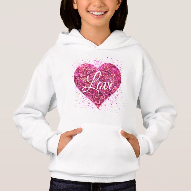 Rosa funkelnde Sequenzen, Liebe Graffiti valentin Hoodie (Vorderseite)