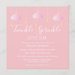 Rosa funkelnde Sprinkle Little Star Babyshower Einladung