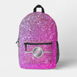 Rosa funkelndes Glitter-Monogramm Bedruckter Rucksack