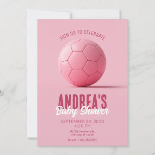 Rosa Fußball-Babydusche Einladung