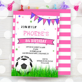 Rosa Fußball Ball Girls Geburtstagseinladung Einladung
