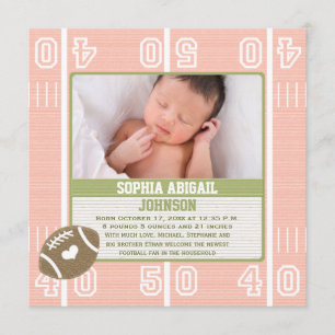 Rosa Fußball - Geburtsankündigungen Ankündigung