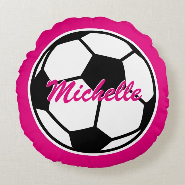 Rosa Fußball Kissen für Mädchen Schlafzimmer (Vorderseite)