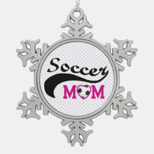 Rosa Fußball-Mama des Herz-O Schneeflocken Zinn-Ornament