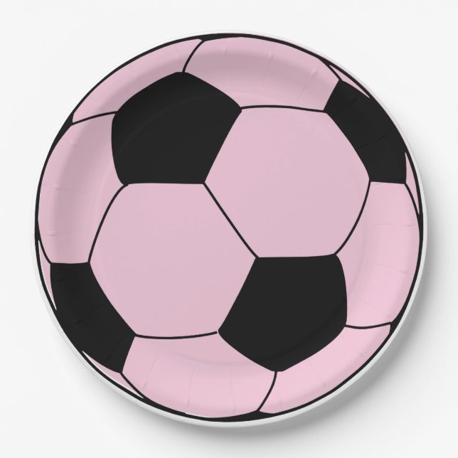 Rosa Fußball Pappteller (Vorderseite)