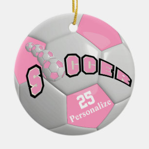 Rosa Fußball   Personalisieren Keramik Ornament