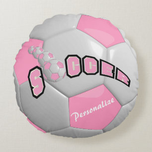 Rosa Fußballball  DIREKT Rundes Kissen