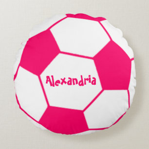 Rosa Fußballball Rundes Kissen