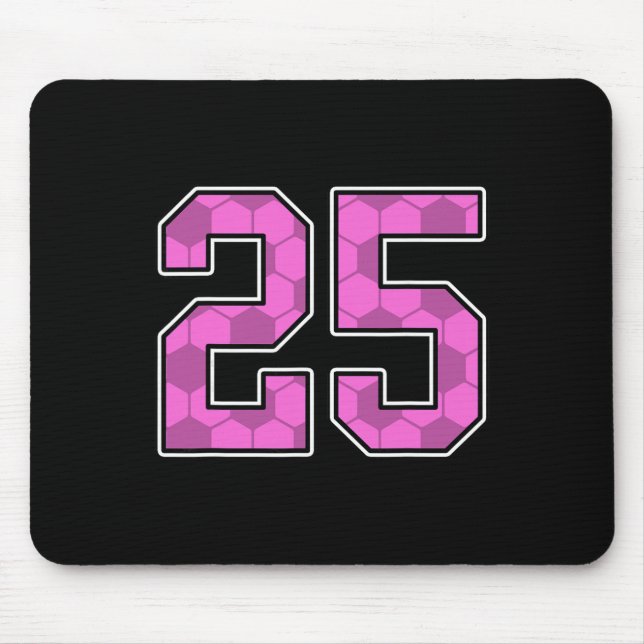 Rosa Fußballmuster Nummer 25 Trikot Spieler Unifor Mousepad (Vorne)