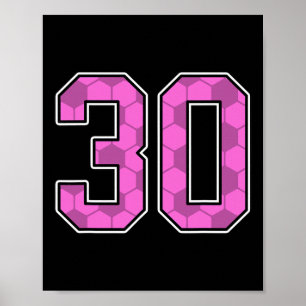 Rosa Fußballmuster Nummer 30 Trikot Spieler Unifor Poster