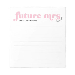 Rosa Future Mrs. To-Do-Liste Vintage-Typografie Notizblock