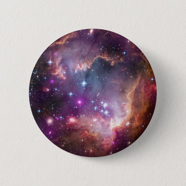 Rosa Galaxie-Nebelfleck-Universum-Supernova spielt Button (Vorderseite)