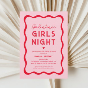 Rosa Galentine-Day Girls Night Einladung