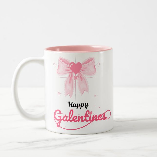 Rosa Galentine Tag Tasse Valentinstag (Links)