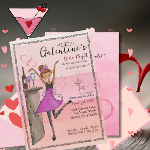Rosa Galentine's Day Mädels-Abendparty Einladung