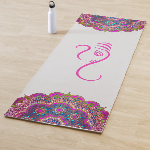 Rosa Ganesha und Mandalase Yoga Mat Yogamatte