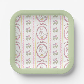 Rosa Gans Baby Shower Eckplatte Pappteller