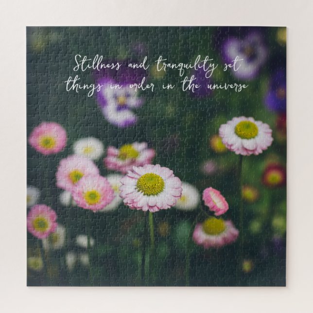 Rosa Gänse und Stiefmütterchen im Grünen Puzzle (Vertikal)