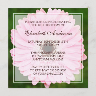 Rosa Gänseblümchen-80. Geburtstags-Party Einladung