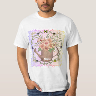 Rosa Gänseblümchen Blumen Gießkanne T-Shirt