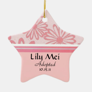 Rosa Gänseblümchen-BlumenAdoptions-Mitteilung Keramikornament