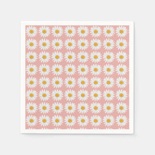 Rosa Gänseblümchen Blumenmuster Baby Shower Party Serviette