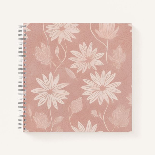 Rosa Gänseblümchen Blumenmuster Notizbuch (Vorderseite)