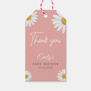 Rosa Gänseblümchen Danke Baby Shower Geschenkanhänger