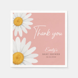 Rosa Gänseblümchen Floral Baby Shower Dankeschön Serviette