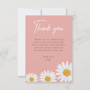 Rosa Gänseblümchen Florales Dankeskarten für Baby  Dankeskarte