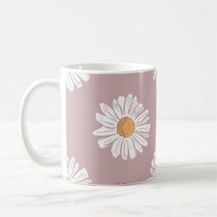 Rosa Gänseblümchen: Florales Wiederholungsmuster. Kaffeetasse