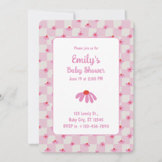 Rosa Gänseblümchen für Baby Mädchen | Babyparty-Ei Einladung