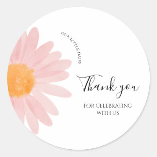 Rosa Gänseblümchen Geburtstagsgeschenk Tags Danke Runder Aufkleber