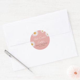 Rosa Gänseblümchen Hello Sunshine Baby Shower Runder Aufkleber