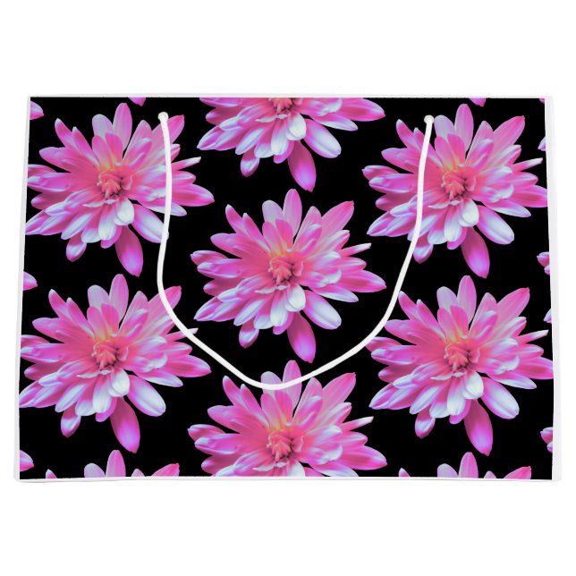 Rosa Gänseblümchen-Muster Große Geschenktüte (Vorderseite)