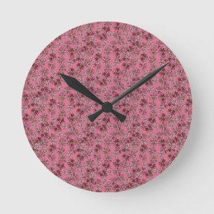 Rosa Gänseblümchen Muster Rosa Gänseblümchen Garte Runde Wanduhr