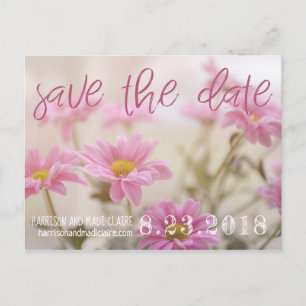 Rosa Gänseblümchen Save The Date Karte Romantische