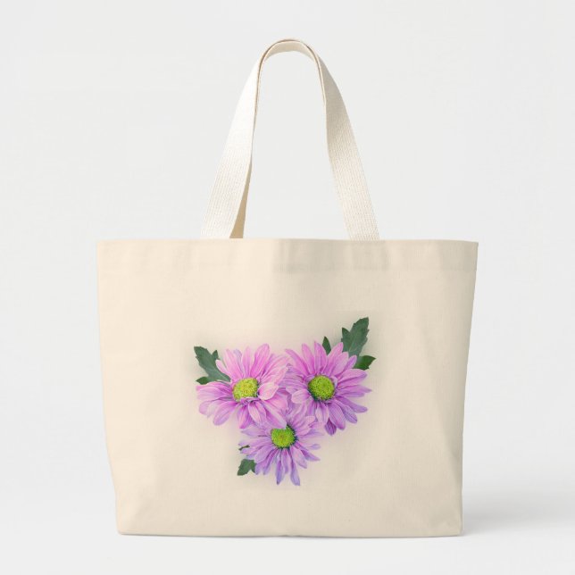 Rosa Gänseblümchen-Tasche Jumbo Stoffbeutel (Vorne)