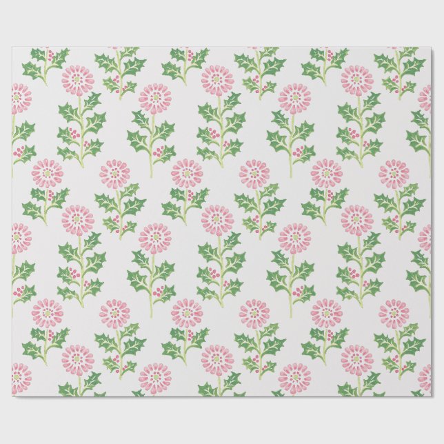 Rosa Gänseblümchen und Weihnachts-Wrap-Papier mit  Geschenkpapier (Flach)