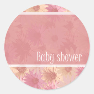 rosa Gänseblümchenaufkleber der Babyparty Runder Aufkleber